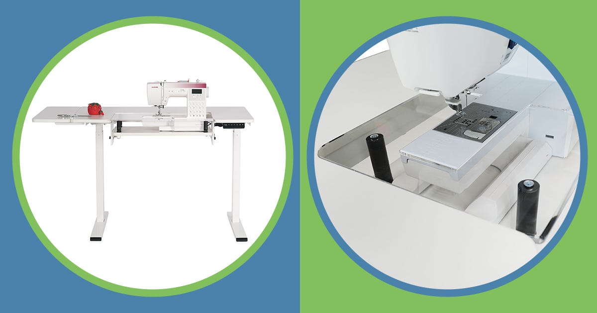 Eleanor II: The Arrow Sewing Sit-Stand Sewing Table Built for Sewing Machines, Sergers and Everything In Between