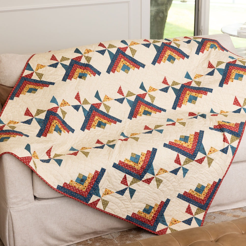GO! Log Cabin Pinwheels Throw Quilt Pattern