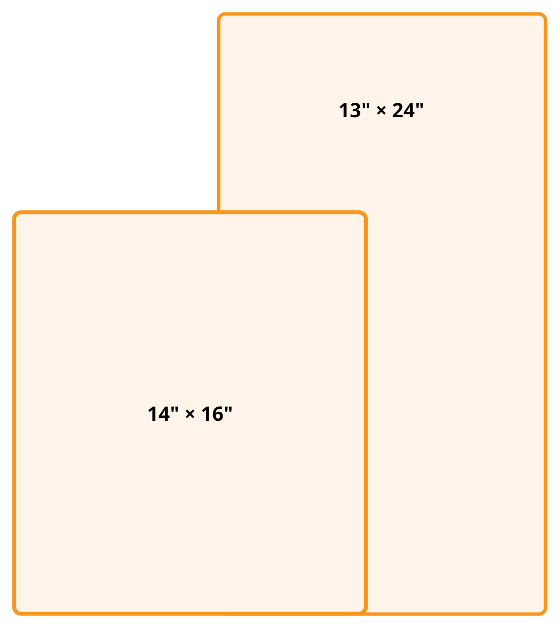 die sizes: 14" &times 16", 13" &times; 24"